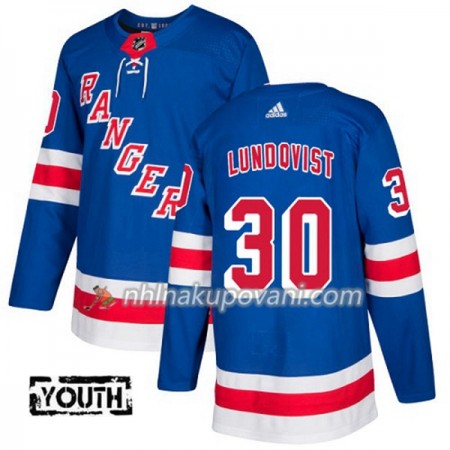 New York Rangers Dresy Henrik Lundqvist 30 Adidas 2017-2018 Modrá Authentic - Dětské